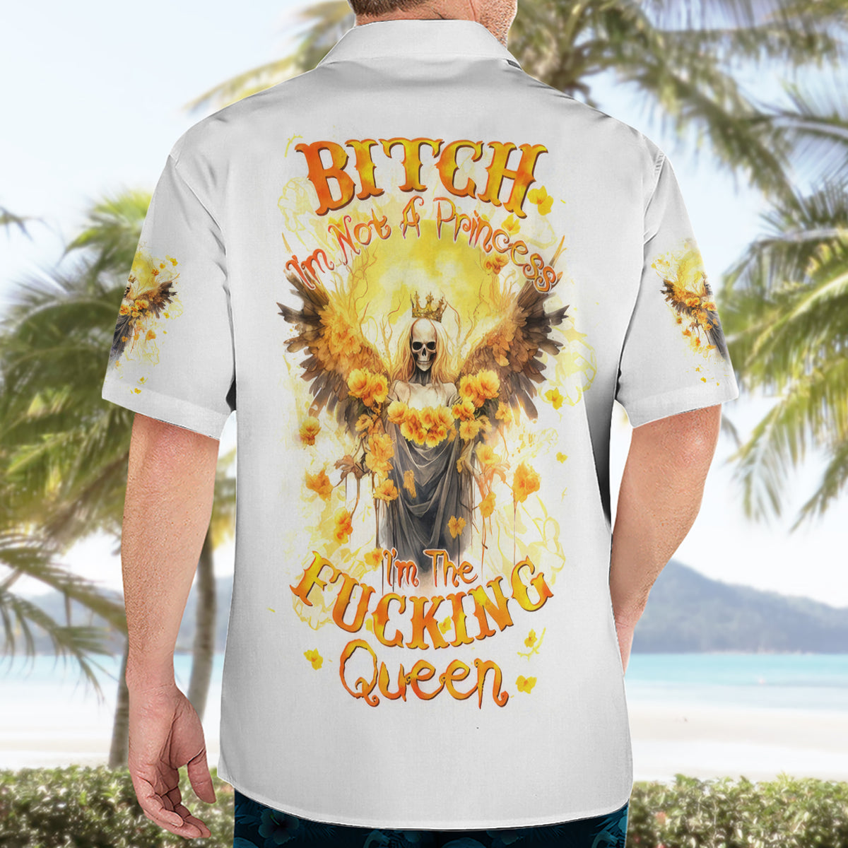 Flower Skull Angel Hawaiian Shirt Bitch I'm The Fucking Queen - Wonder Print Shop