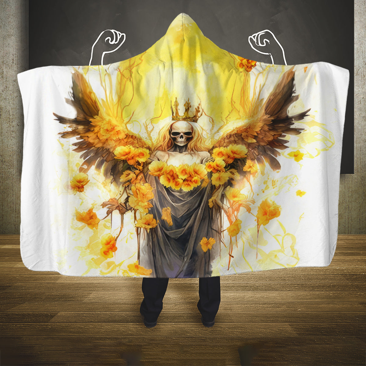 Flower Skull Angel Hooded Blanket Bitch I'm The Fucking Queen