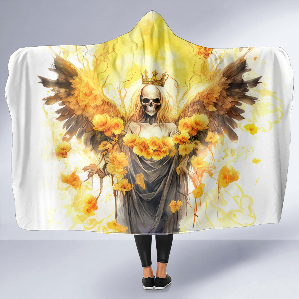 Flower Skull Angel Hooded Blanket Bitch I'm The Fucking Queen