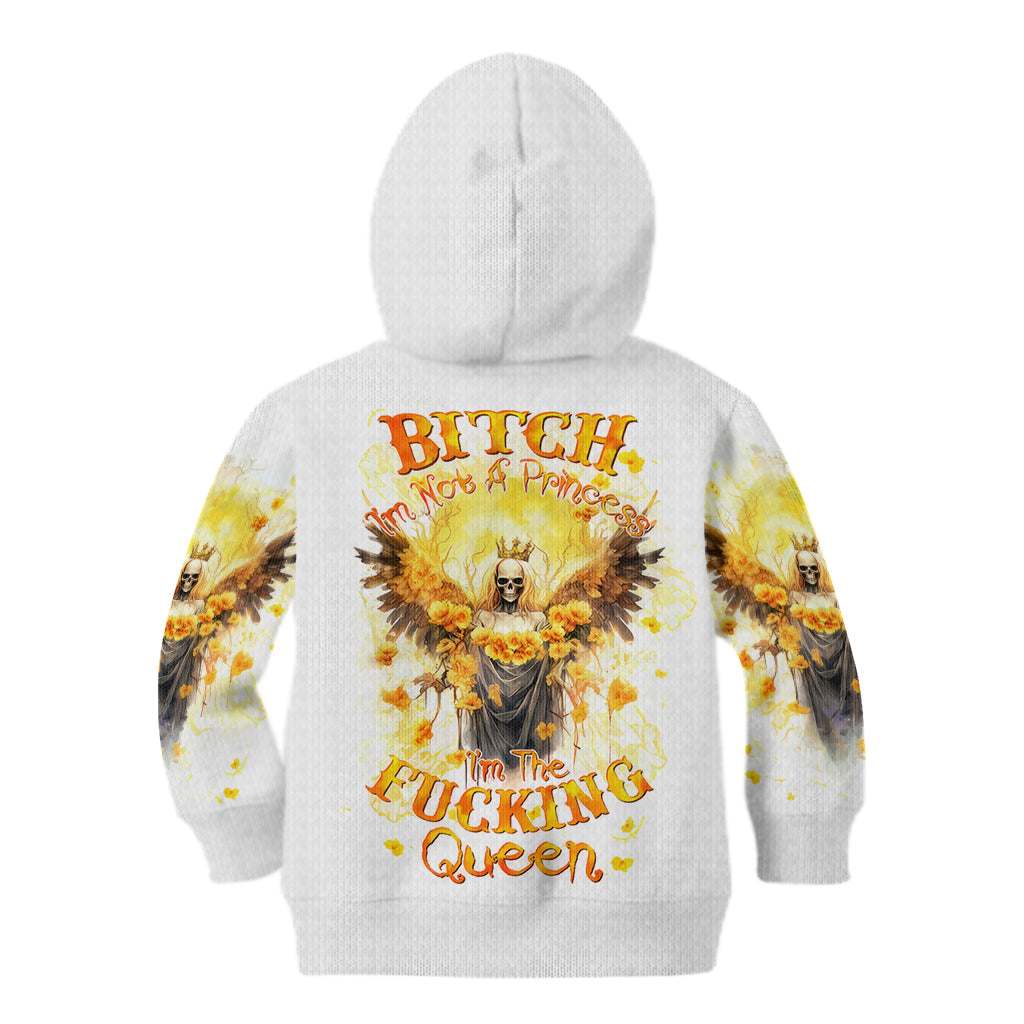 Flower Skull Angel Kid Hoodie Bitch I'm The Fucking Queen - Wonder Print Shop