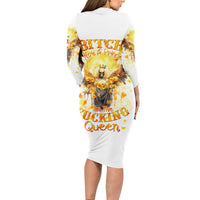 Flower Skull Angel Long Sleeve Bodycon Dress Bitch I'm The Fucking Queen - Wonder Print Shop