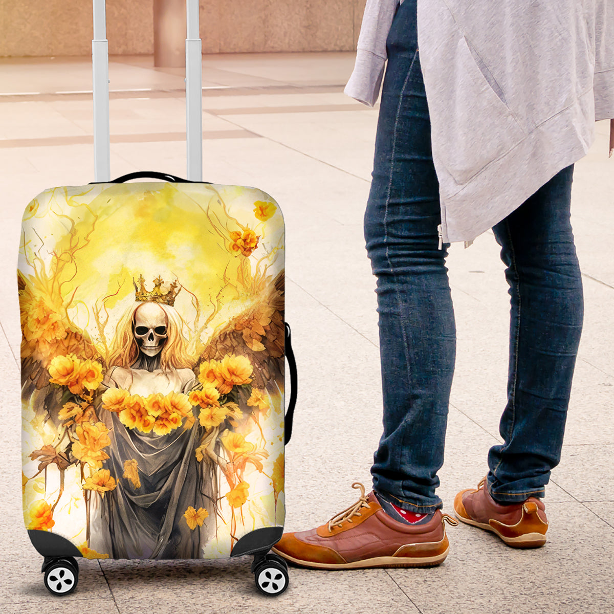 Flower Skull Angel Luggage Cover Bitch I'm The Fucking Queen - Wonder Print Shop