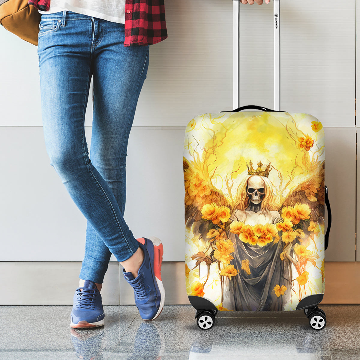 Flower Skull Angel Luggage Cover Bitch I'm The Fucking Queen - Wonder Print Shop