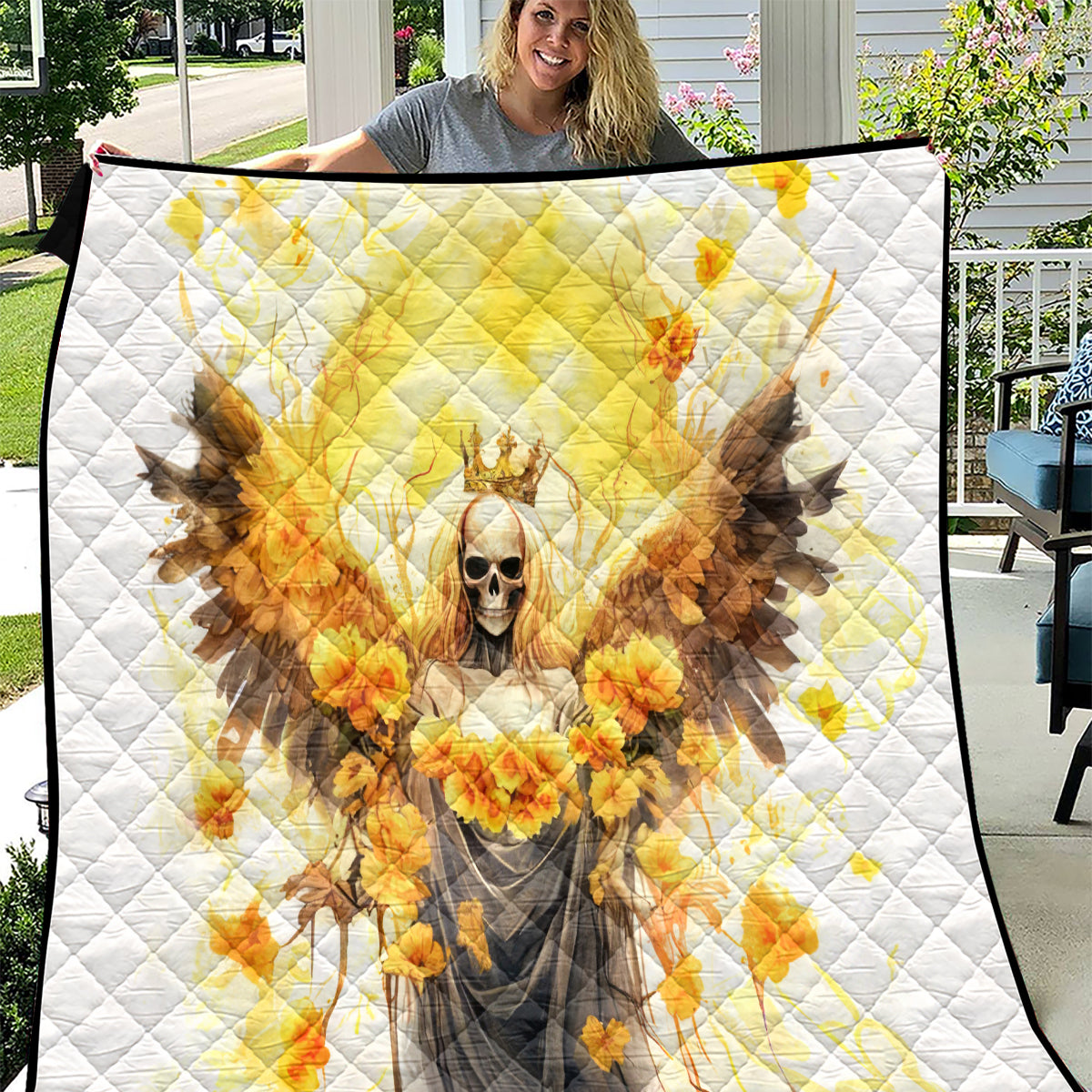 Flower Skull Angel Quilt Bitch I'm The Fucking Queen - Wonder Print Shop