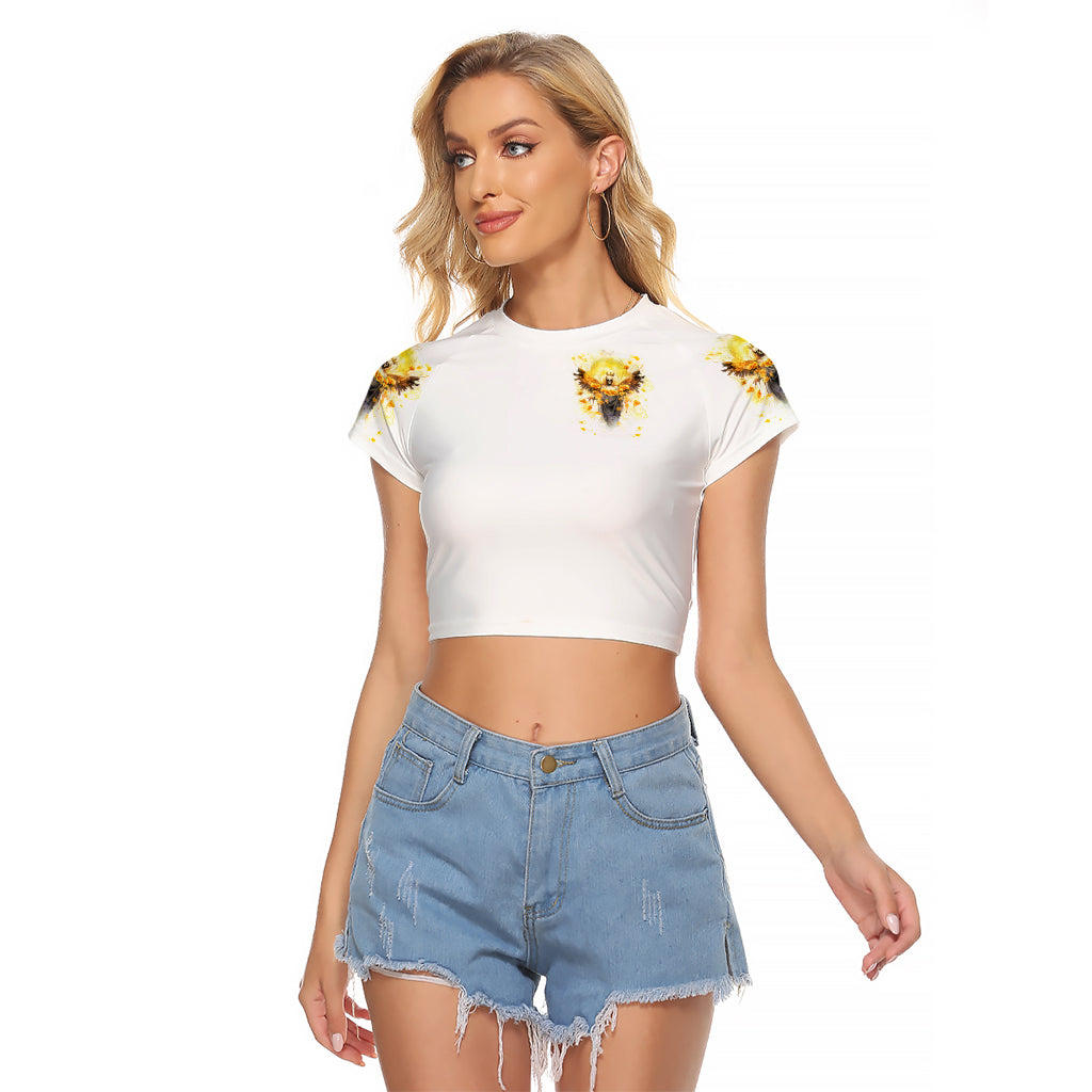 Flower Skull Angel Raglan Cropped T Shirt Bitch I'm The Fucking Queen - Wonder Print Shop