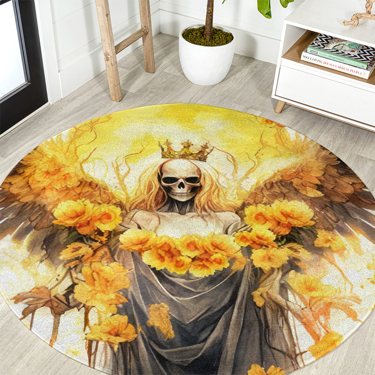 Flower Skull Angel Round Carpet Bitch I'm The Fucking Queen