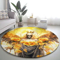 Flower Skull Angel Round Carpet Bitch I'm The Fucking Queen