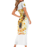 Flower Skull Angel Short Sleeve Bodycon Dress Bitch I'm The Fucking Queen - Wonder Print Shop