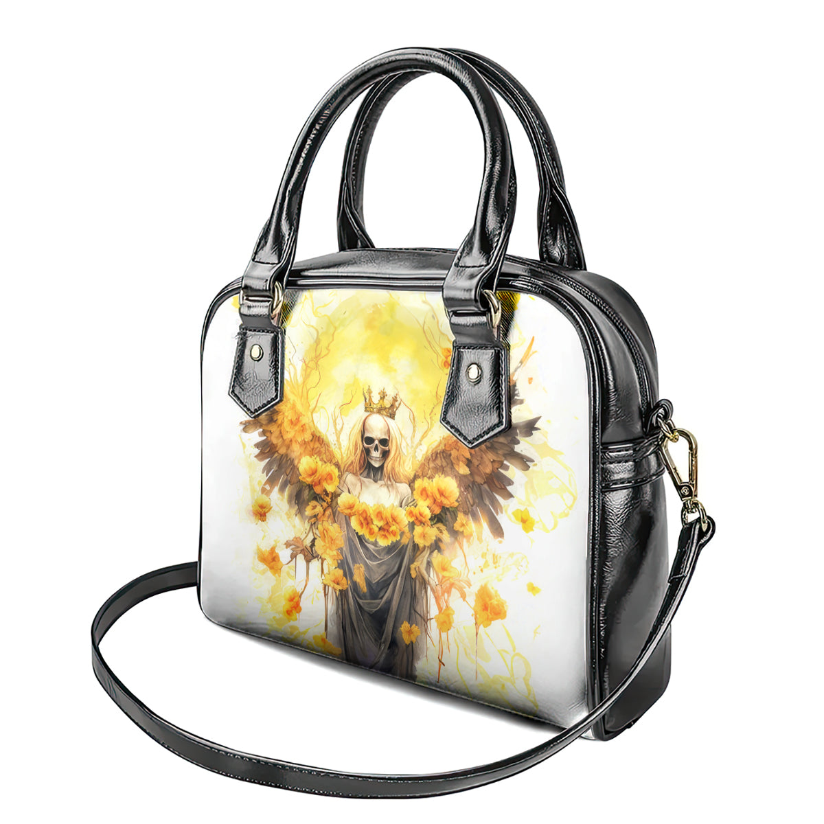 Flower Skull Angel Shoulder Handbag Bitch I'm The Fucking Queen