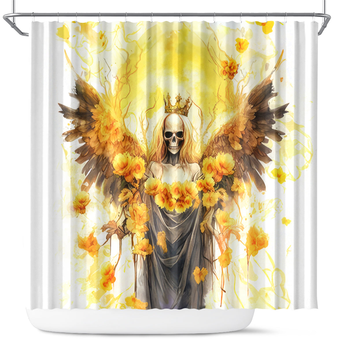 Flower Skull Angel Shower Curtain Bitch I'm The Fucking Queen