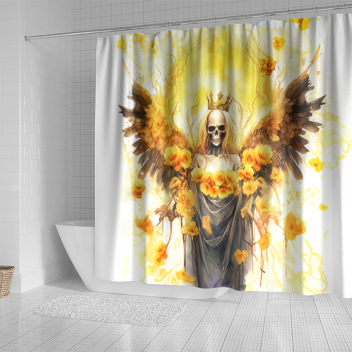 Flower Skull Angel Shower Curtain Bitch I'm The Fucking Queen
