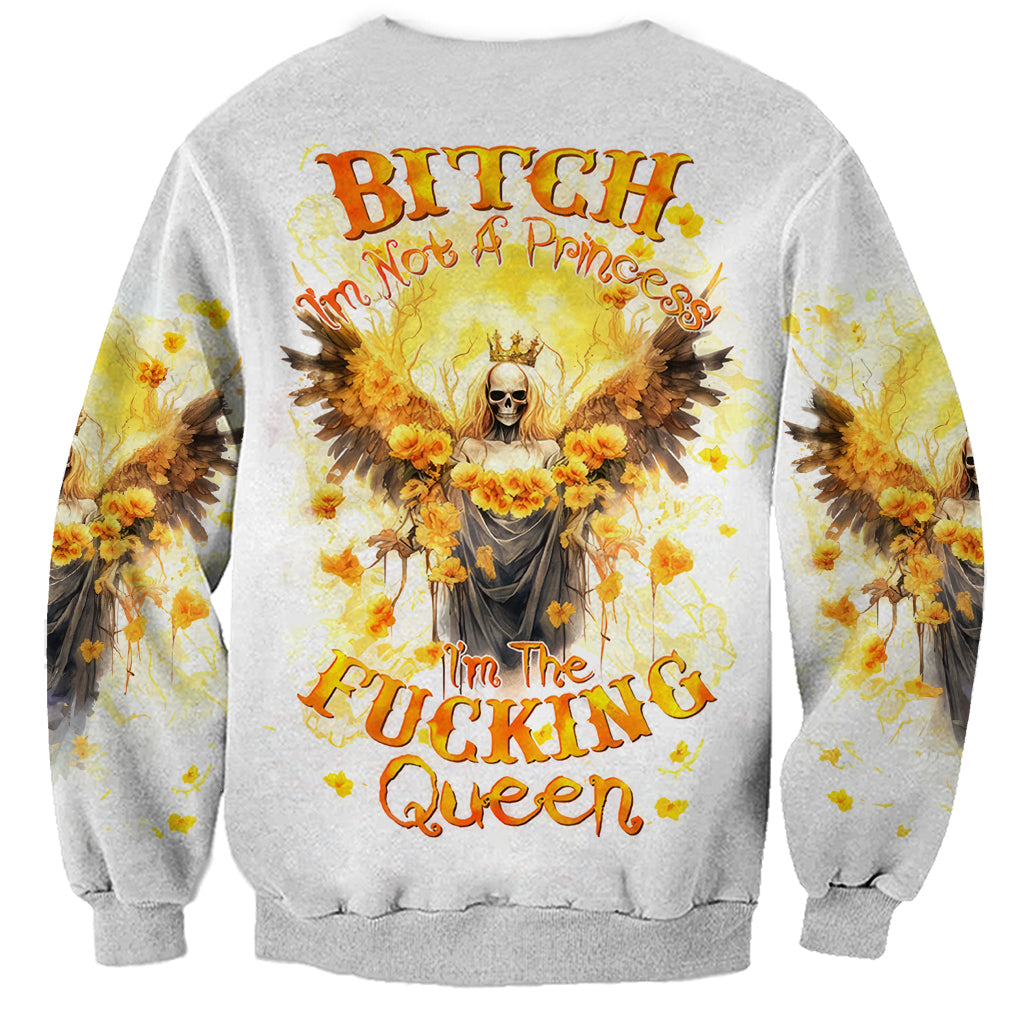 Flower Skull Angel Sweatshirt Bitch I'm The Fucking Queen - Wonder Print Shop