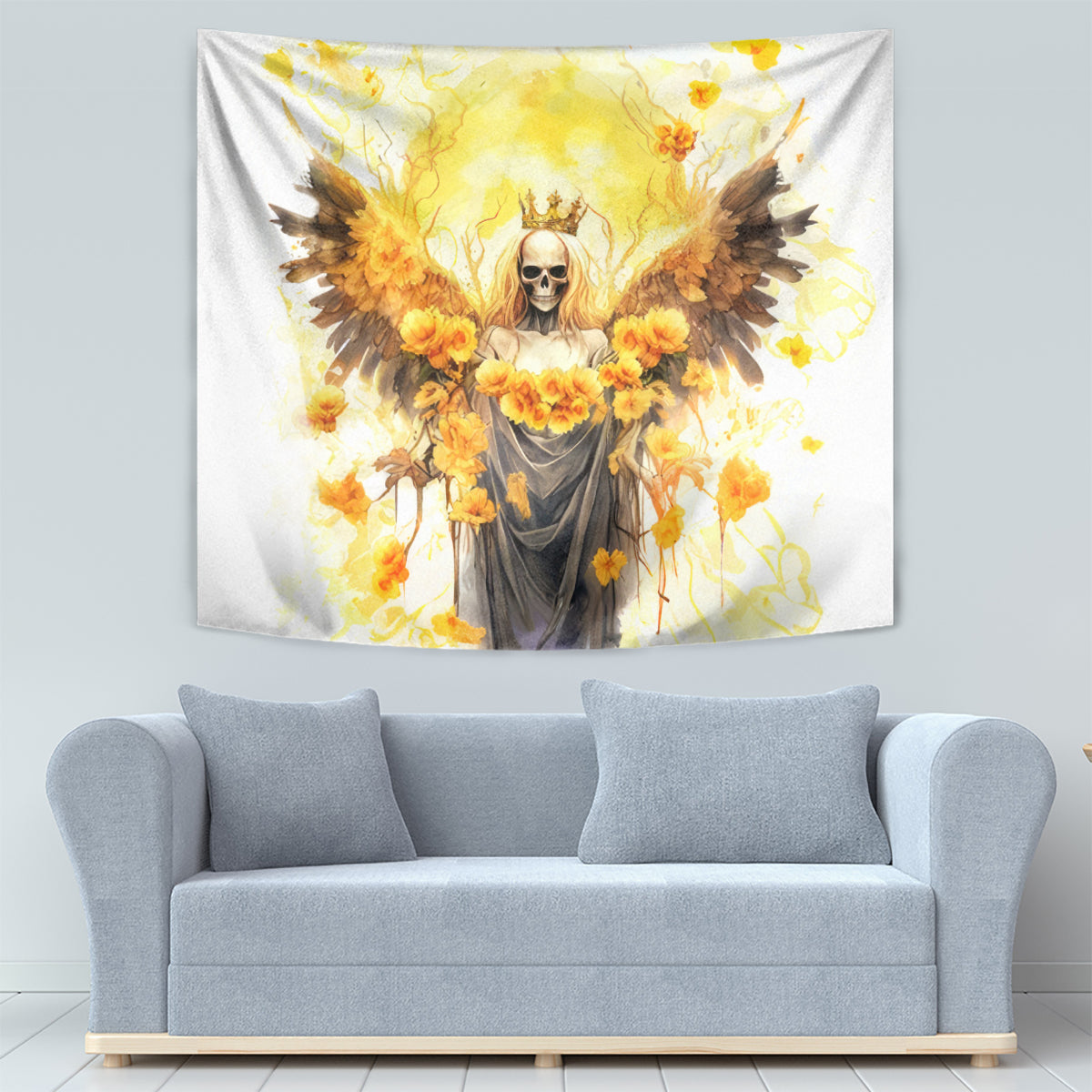 Flower Skull Angel Tapestry Bitch I'm The Fucking Queen - Wonder Print Shop