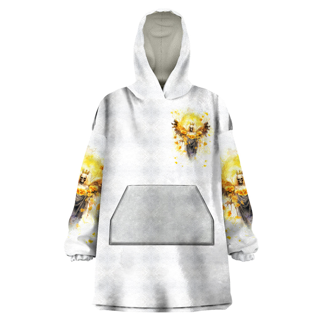 Flower Skull Angel Wearable Blanket Hoodie Bitch I'm The Fucking Queen - Wonder Print Shop