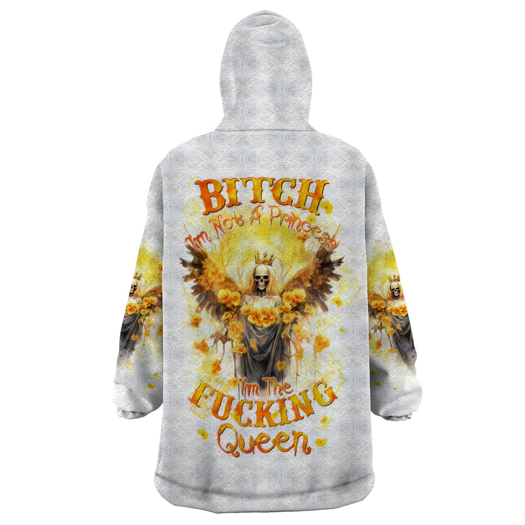 Flower Skull Angel Wearable Blanket Hoodie Bitch I'm The Fucking Queen - Wonder Print Shop