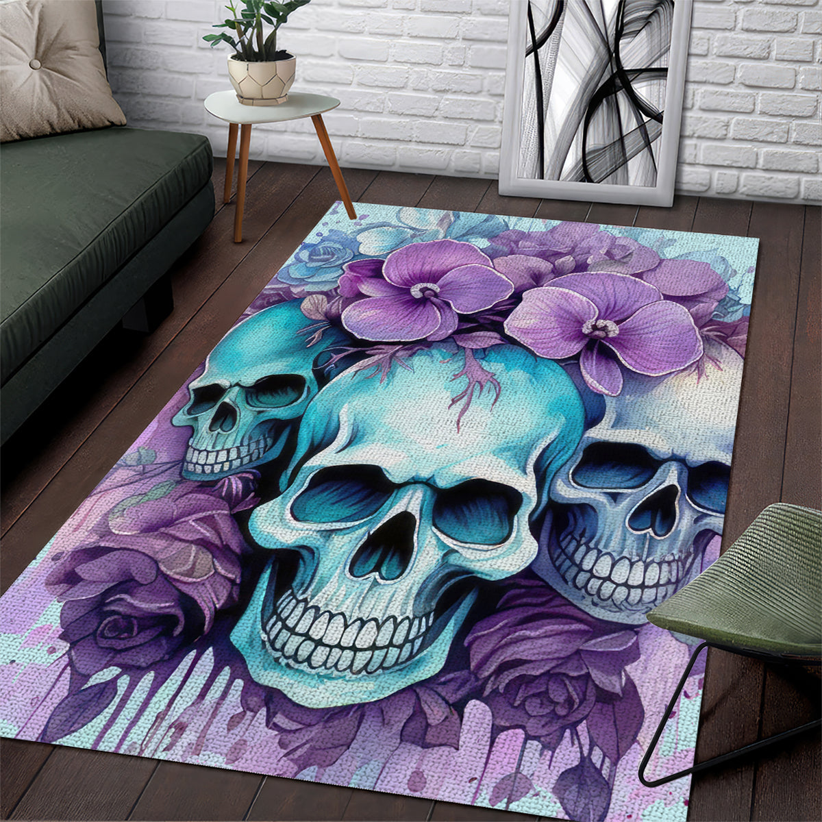Flower Skull Angel Area Rug The Good Girl In Me Got Tired Of The Bullshit - Wonder Print Shop