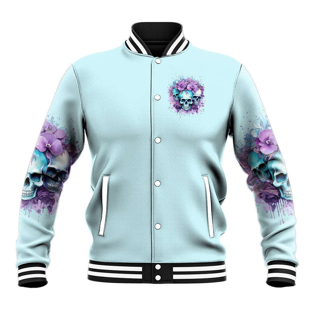 Flower Skull Angel Baseball Jacket The Good Girl In Me Got Tired Of The Bullshit - Wonder Print Shop