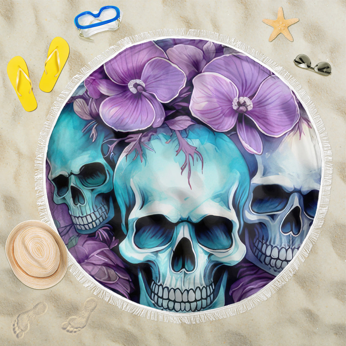 Flower Skull Angel Beach Blanket The Good Girl In Me Got Tired Of The Bullshit - Wonder Print Shop