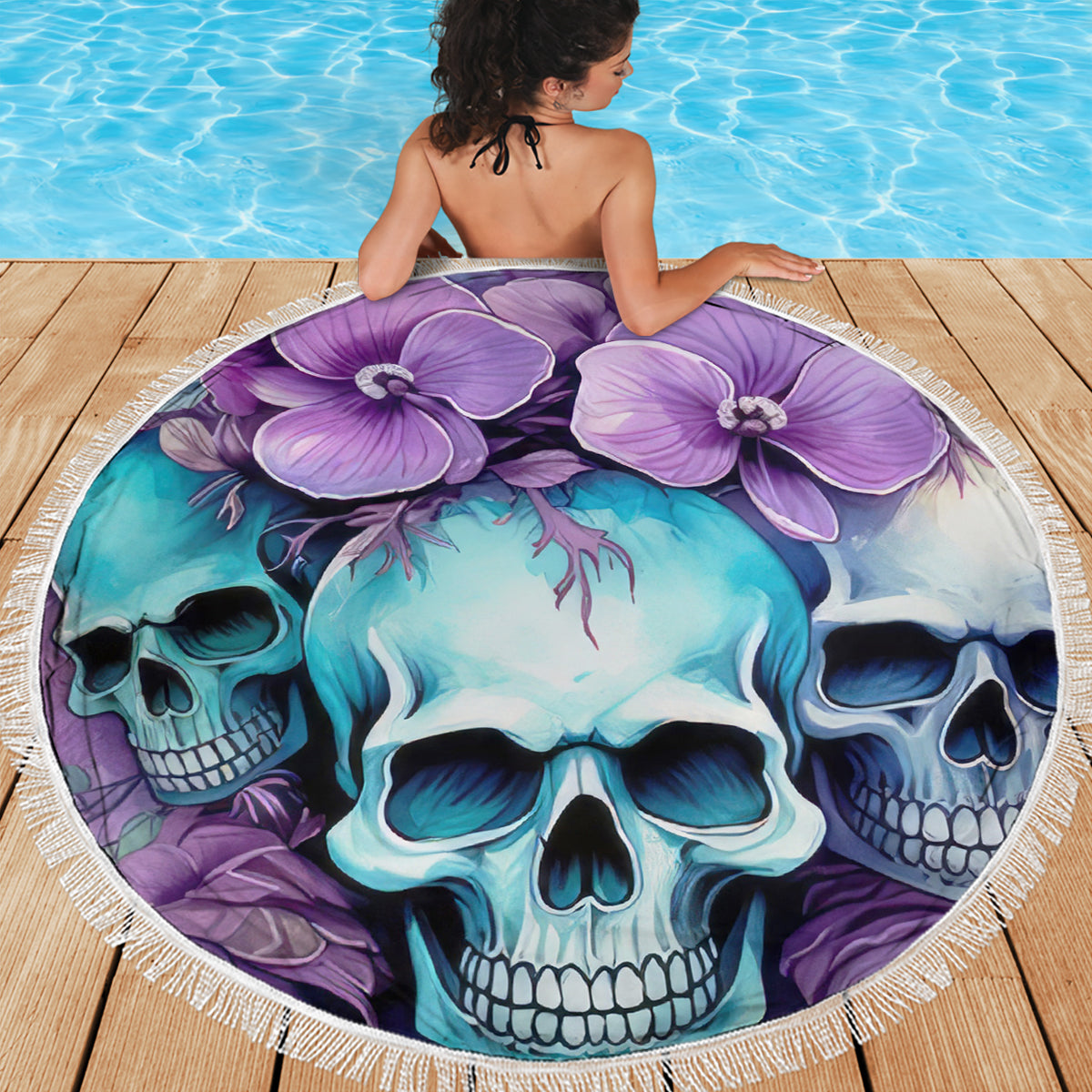 Flower Skull Angel Beach Blanket The Good Girl In Me Got Tired Of The Bullshit - Wonder Print Shop