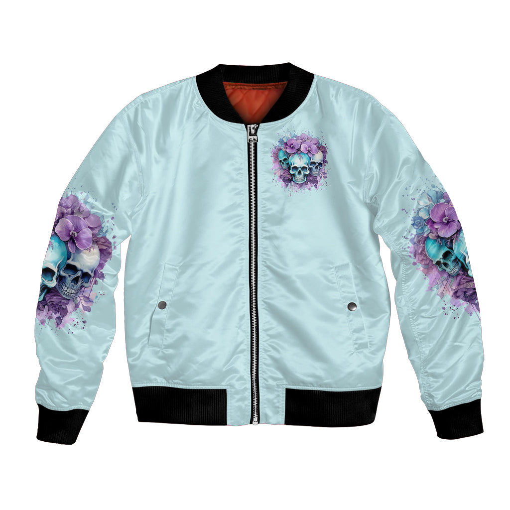 Flower Skull Angel Bomber Jacket The Good Girl In Me Got Tired Of The Bullshit - Wonder Print Shop
