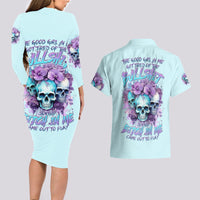 Flower Skull Angel Couples Matching Long Sleeve Bodycon Dress and Hawaiian Shirt The Good Girl In Me Got Tired Of The Bullshit - Wonder Print Shop