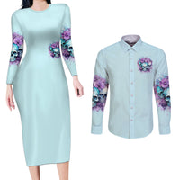 Flower Skull Angel Couples Matching Long Sleeve Bodycon Dress and Long Sleeve Button Shirt The Good Girl In Me Got Tired Of The Bullshit - Wonder Print Shop