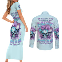 Flower Skull Angel Couples Matching Short Sleeve Bodycon Dress and Long Sleeve Button Shirt The Good Girl In Me Got Tired Of The Bullshit - Wonder Print Shop