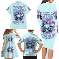 Flower Skull Angel Family Matching Long Sleeve Bodycon Dress and Hawaiian Shirt The Good Girl In Me Got Tired Of The Bullshit - Wonder Print Shop