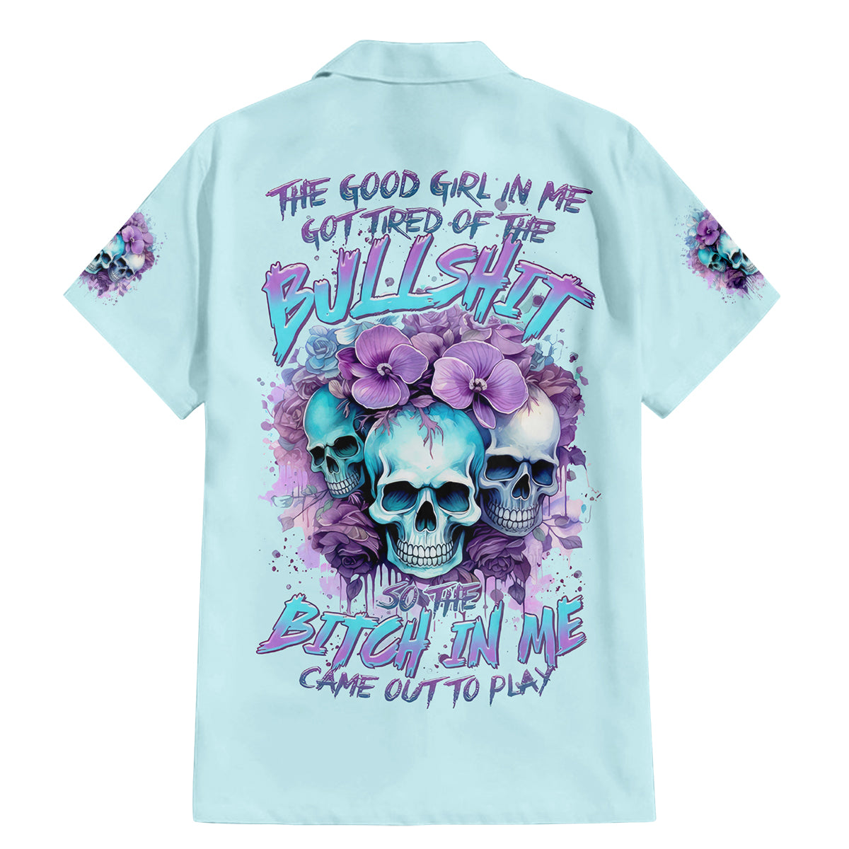 Flower Skull Angel Family Matching Mermaid Dress and Hawaiian Shirt The Good Girl In Me Got Tired Of The Bullshit - Wonder Print Shop