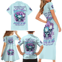 Flower Skull Angel Family Matching Short Sleeve Bodycon Dress and Hawaiian Shirt The Good Girl In Me Got Tired Of The Bullshit - Wonder Print Shop
