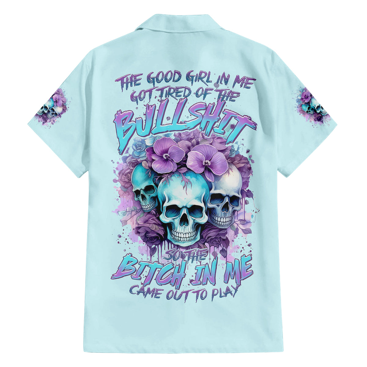 Flower Skull Angel Family Matching Tank Maxi Dress and Hawaiian Shirt The Good Girl In Me Got Tired Of The Bullshit - Wonder Print Shop