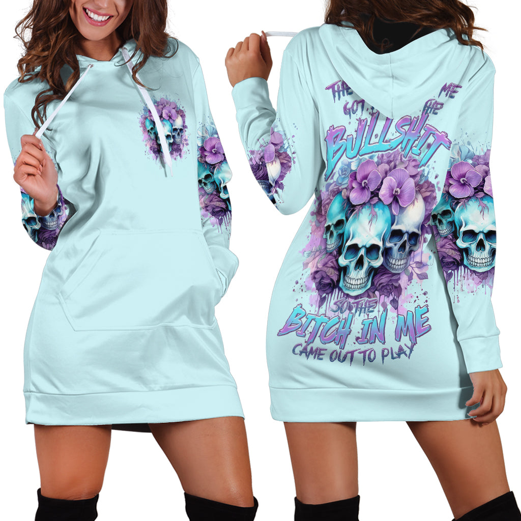 Flower Skull Angel Hoodie Dress The Good Girl In Me Got Tired Of The Bullshit - Wonder Print Shop