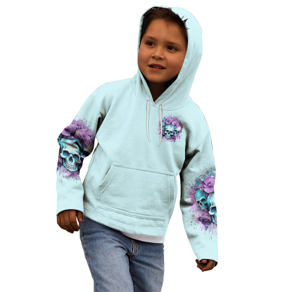 Flower Skull Angel Kid Hoodie The Good Girl In Me Got Tired Of The Bullshit - Wonder Print Shop