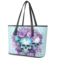 Flower Skull Angel Leather Tote Bag The Good Girl In Me Got Tired Of The Bullshit - Wonder Print Shop