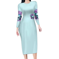 Flower Skull Angel Long Sleeve Bodycon Dress The Good Girl In Me Got Tired Of The Bullshit - Wonder Print Shop