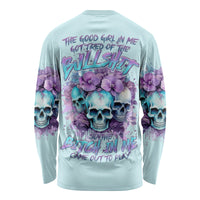Flower Skull Angel Long Sleeve Shirt The Good Girl In Me Got Tired Of The Bullshit - Wonder Print Shop