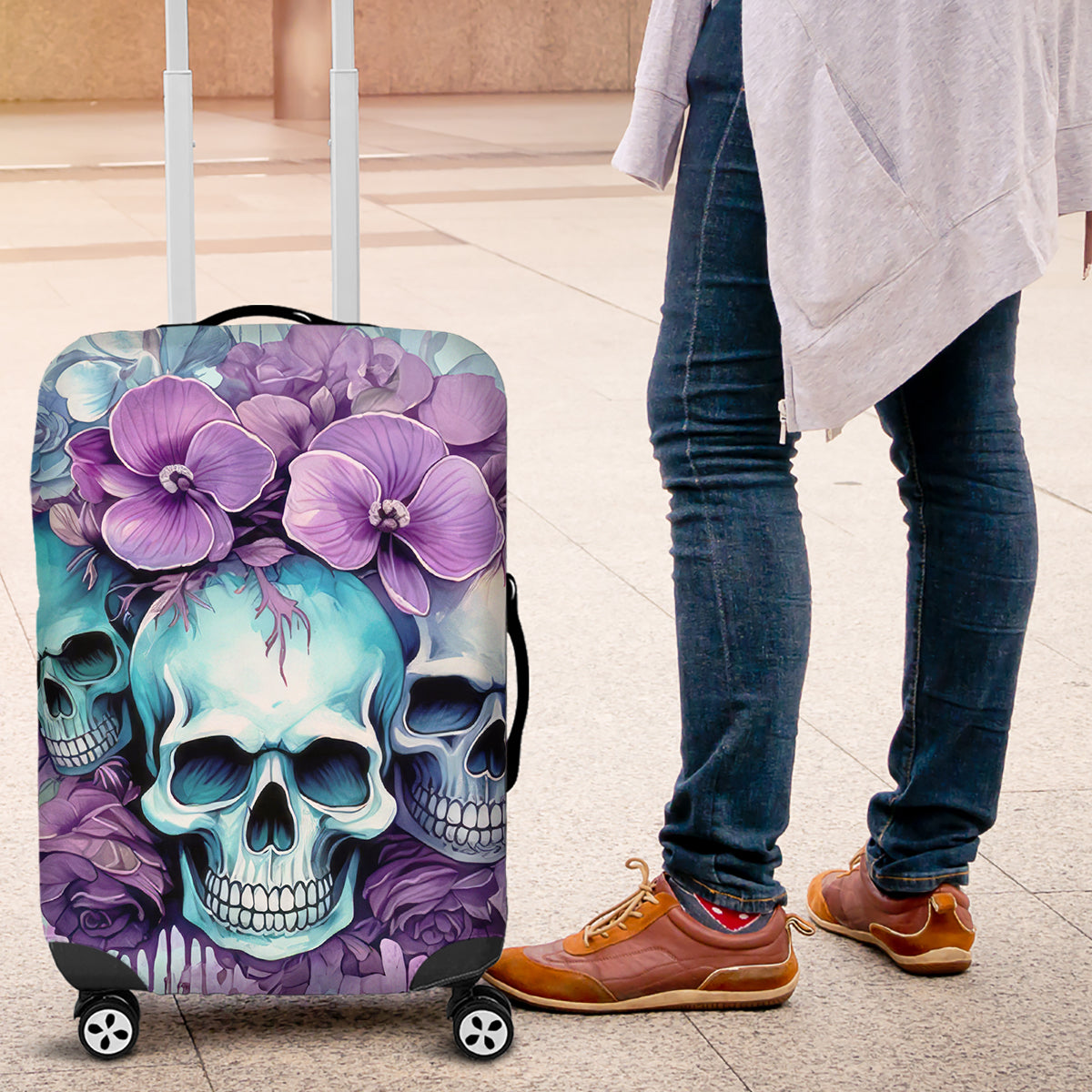 Flower Skull Angel Luggage Cover The Good Girl In Me Got Tired Of The Bullshit - Wonder Print Shop