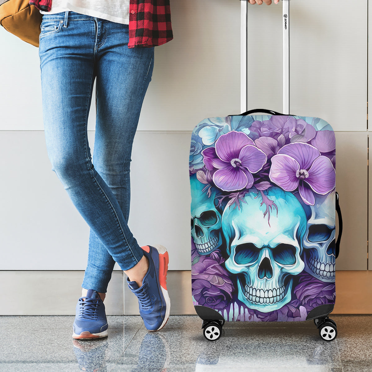 Flower Skull Angel Luggage Cover The Good Girl In Me Got Tired Of The Bullshit - Wonder Print Shop