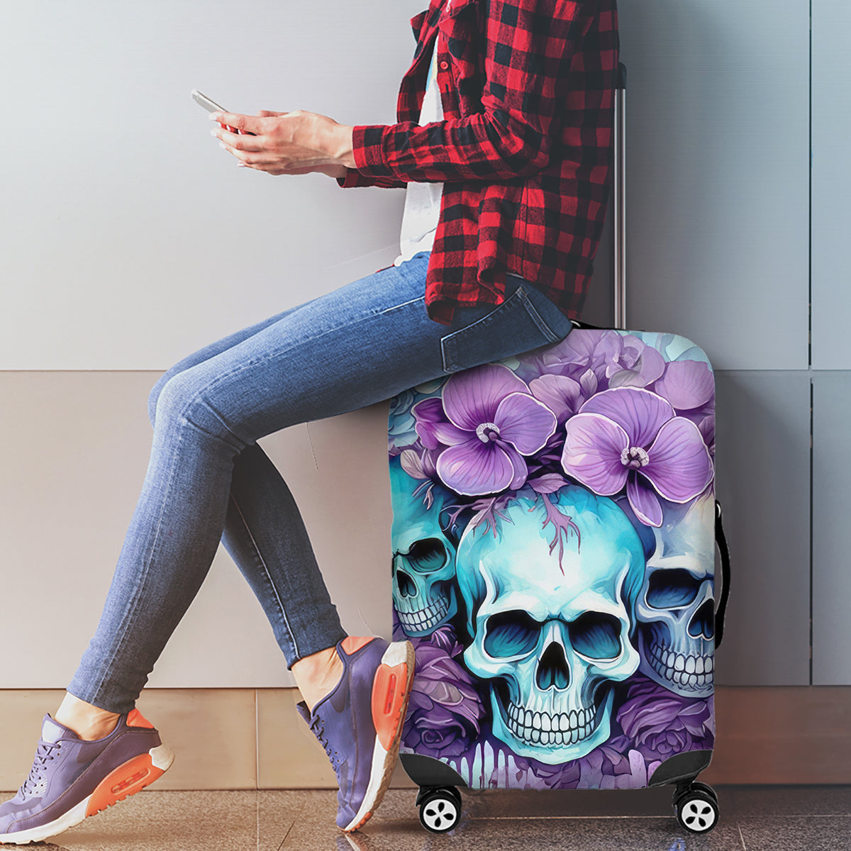 Flower Skull Angel Luggage Cover The Good Girl In Me Got Tired Of The Bullshit - Wonder Print Shop
