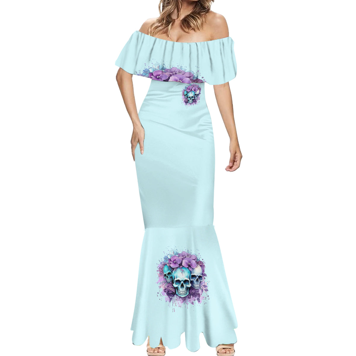 Flower Skull Angel Mermaid Dress The Good Girl In Me Got Tired Of The Bullshit - Wonder Print Shop