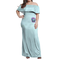 Flower Skull Angel Off Shoulder Maxi Dress The Good Girl In Me Got Tired Of The Bullshit - Wonder Print Shop