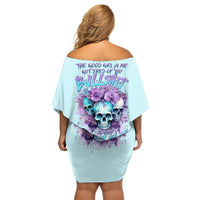 Flower Skull Angel Off Shoulder Short Dress The Good Girl In Me Got Tired Of The Bullshit - Wonder Print Shop