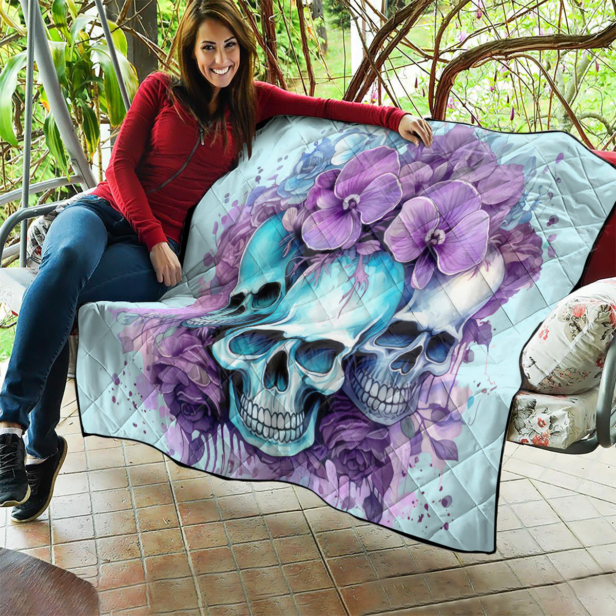 Flower Skull Angel Quilt The Good Girl In Me Got Tired Of The Bullshit - Wonder Print Shop