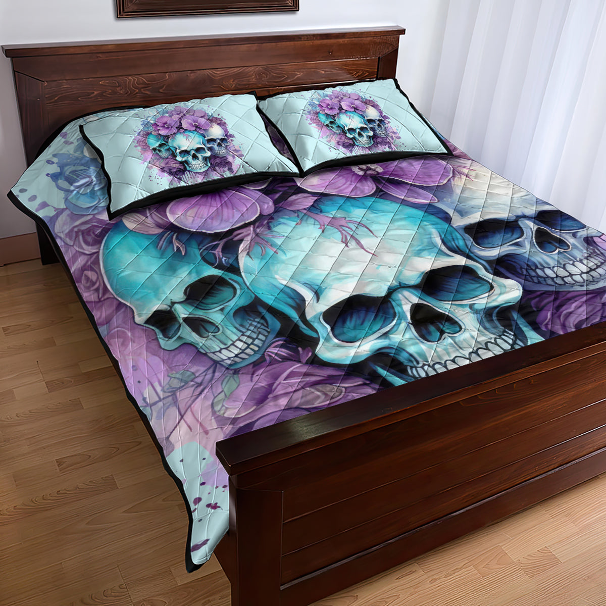 Flower Skull Angel Quilt Bed Set The Good Girl In Me Got Tired Of The Bullshit - Wonder Print Shop