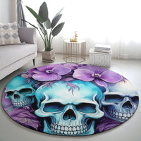 Flower Skull Angel Round Carpet The Good Girl In Me Got Tired Of The Bullshit