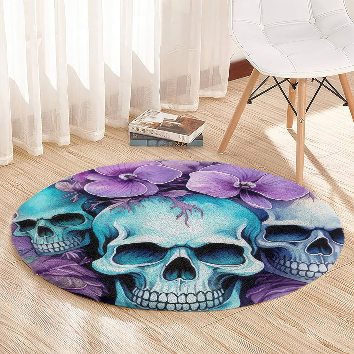 Flower Skull Angel Round Carpet The Good Girl In Me Got Tired Of The Bullshit
