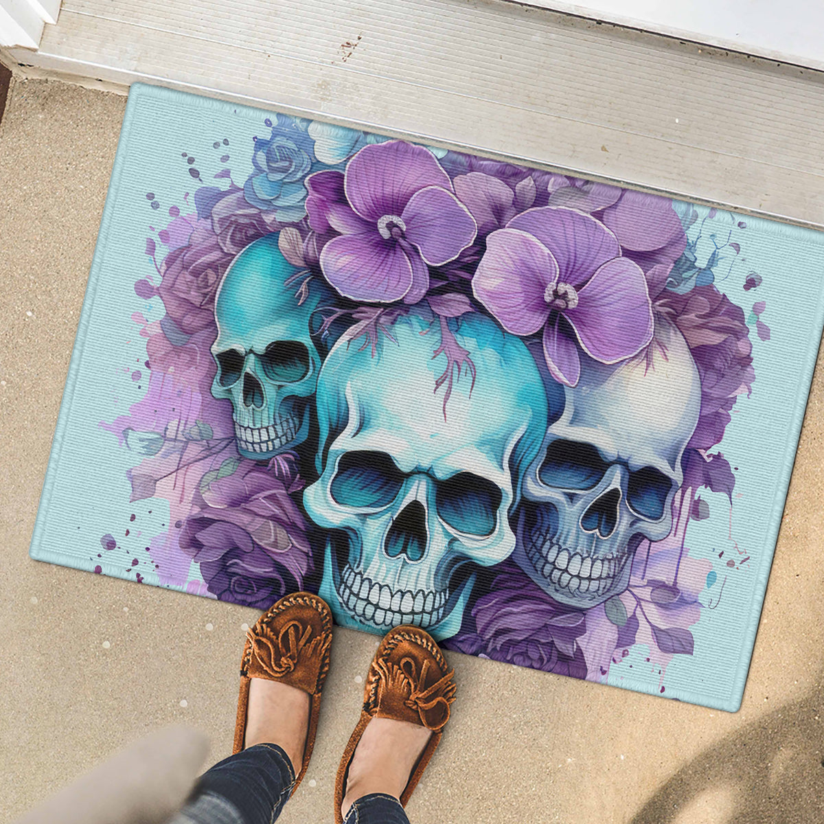 Flower Skull Angel Rubber Doormat The Good Girl In Me Got Tired Of The Bullshit - Wonder Print Shop