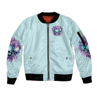 Flower Skull Angel Sleeve Zip Bomber Jacket The Good Girl In Me Got Tired Of The Bullshit - Wonder Print Shop