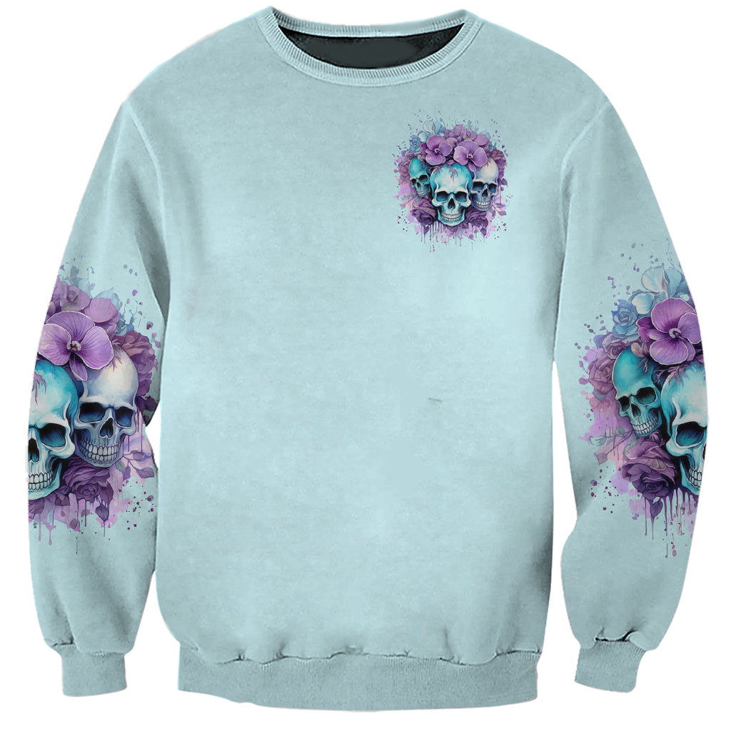 Flower Skull Angel Sweatshirt The Good Girl In Me Got Tired Of The Bullshit - Wonder Print Shop