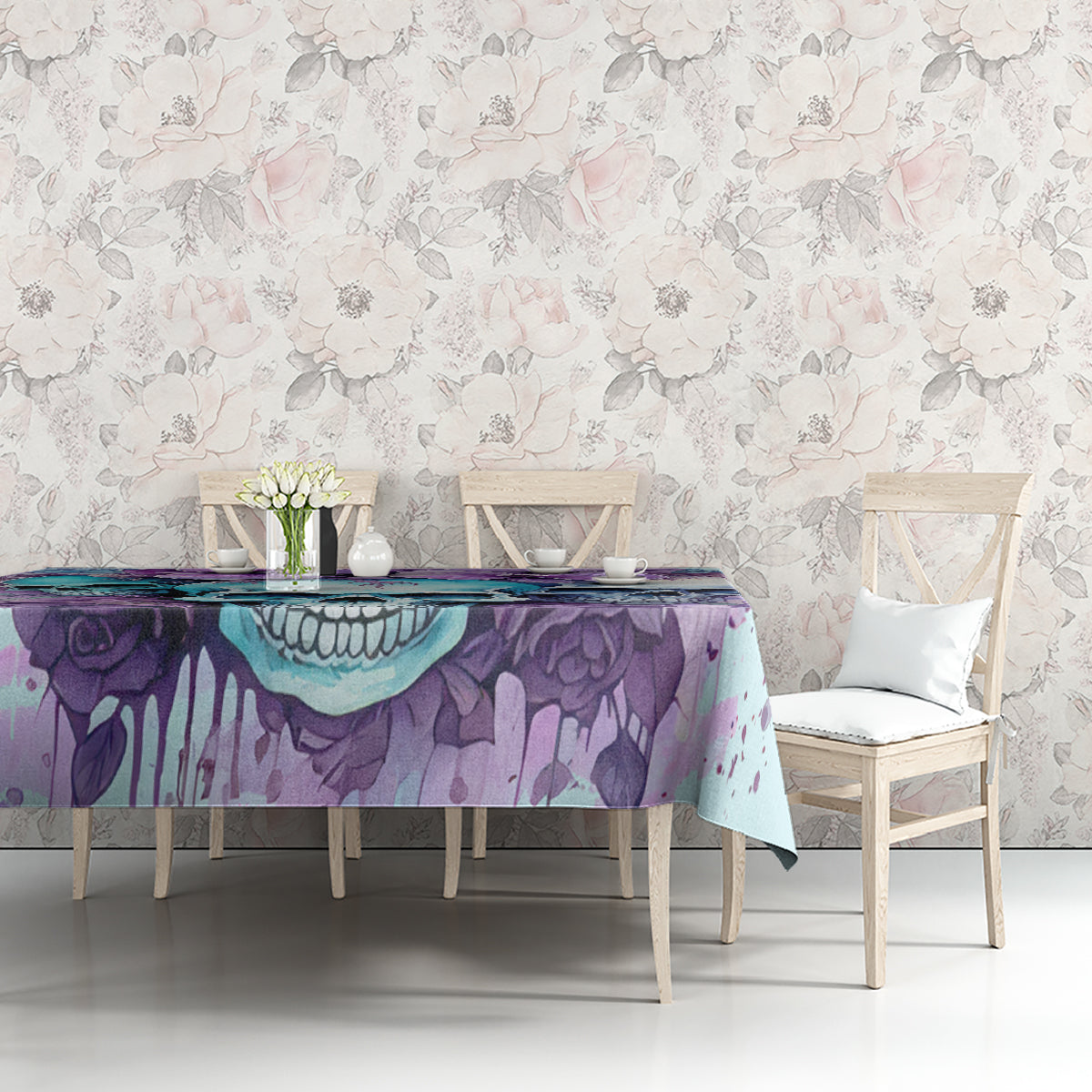 Flower Skull Angel Tablecloth The Good Girl In Me Got Tired Of The Bullshit - Wonder Print Shop